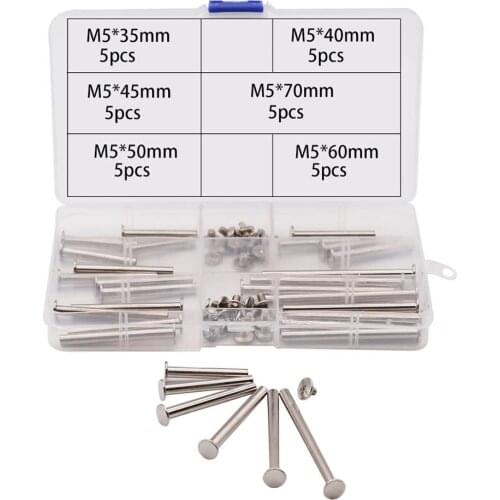 30PCS/Set M5 3*35m-70mm Nickel Plated Chicago Rivet Screws Assortment Kit for Photo Album
