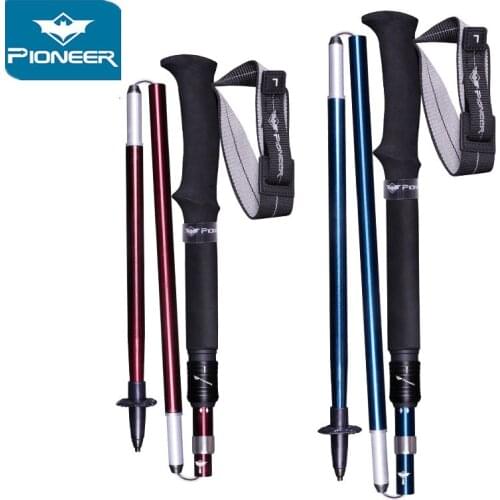 5 Section Folding Ultra-light Cane Trekking Nordic Alpenstocks Aluminum Carbon Tungsten Hiking Walking Sticks Adjustable Pole