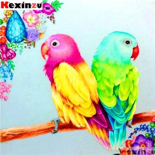 Kexinzu Full Square 5D DIY Diamond Painting"Blue red parrot"3D Embroidery Cross Stitch Rhinestone Mosaic Home Decor Gift Xy@2