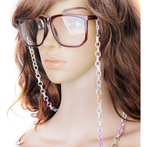 70cm Multicolor Colorful Metal Chain Eyeglasses Sunglasses Spectacles Necklace Cord Adjustable Rubber Grips Eyeglass Chain