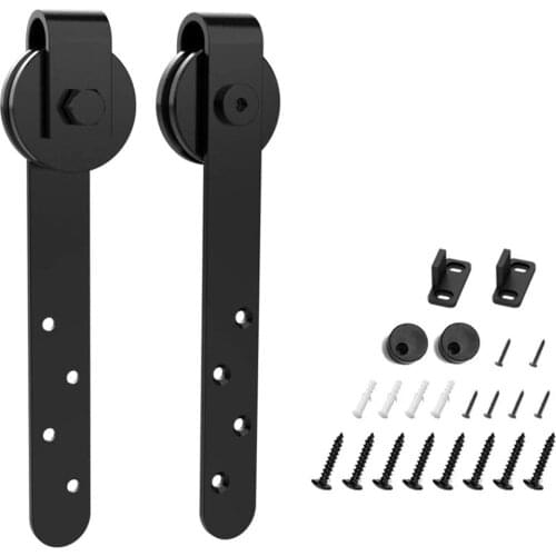 Silent Mini Sliding Barn Door Hardware Kits Cabinet Smooth Hanging Rails Sockets Floor Guide Limiters For Cabinet Doors Rail Set