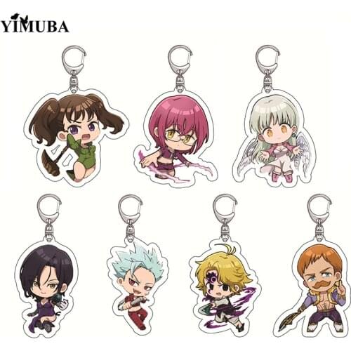 Anime The Seven Deadly Sins Acrylic Keychain Meliodas Elizabeth Diane Ban Gowther Merlin Cute Q Version Figure Pendant Key Chain