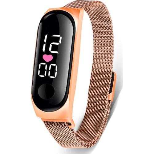 Stainless Steel Bracelet Women Watches With Magnetic Mesh Straps Minimalist Led Waterproof Elegant Ladies Digital Watch Female