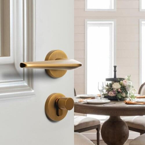 1 set Modern Style/ Mute Bedroom Door Lock Zinc alloy Interior Door Handle Washroom Kitchen Toilet door Lock for 35-50mm doors