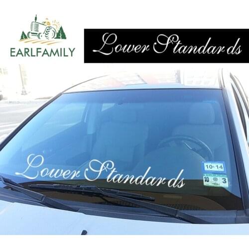 EARLFAMILY 81.29cm x 10.6cm Lower Standards Windshield Banner JDM Low Car Decal Sticker Waterproof Car Styling Accessories