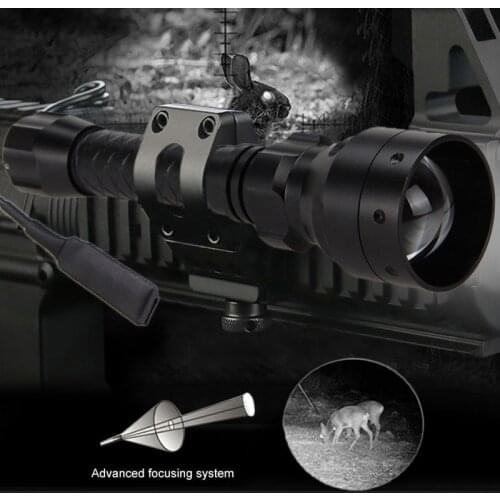 T50 IR850 Zoomable Adjustable hunting flashlight Night Vision illuminator Tactical Flashlight USB powerful torch 18650 battery