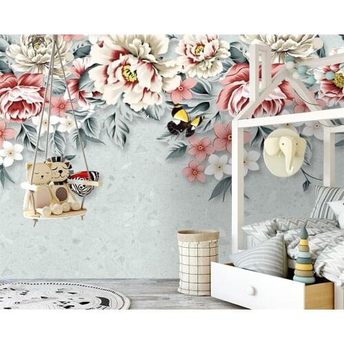 Beibehang Customized papel de parede modern new minimalist hand-painted peony flower garden background waterproof wallpaper