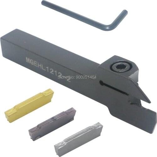 CNC Lathe Grooving Tool Holder MGEHL1212-2 (12mm)Left, with Three MGMN200 (2mm) Cemented Carbide Blades