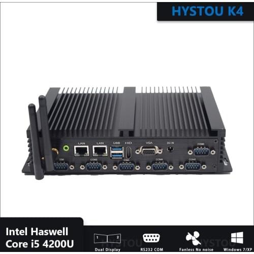 HYSTOU Fanless Haswell Core Industrial Mini pc i5 4200U 2*DDR3 Linux Desktop HDMI VGA 4K WIFI LVDS onboard Portable computer