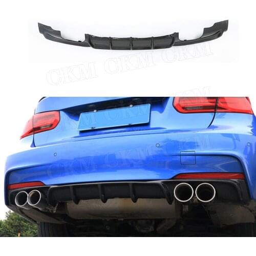 Carbon Look Rear Lip Diffuser Spoiler for BMW F30 F35 320i 328i M-sport 2012 -2018 Fins Shark Style Diffuser Bumper Guard