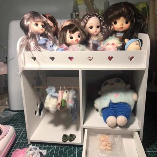 Doll House Mini Furniture Bedroom Children Play House Double Bed Wooden Fabric Bed BJD Doll Bed