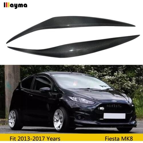 Front Headlight Cover Sticker Head Lamp Eyebrow Eyelid Covers For Ford Fiesta facelift MK8 2013-2017 year carbon fiber eyebrows