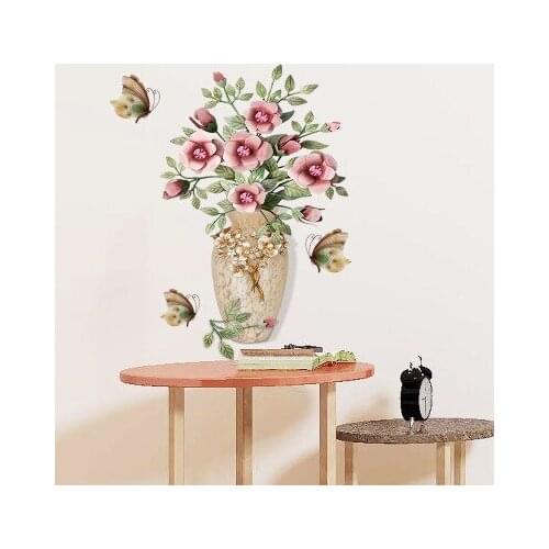 Chinese Style 3D Wall Stickers Vintage Elegant Simulation Vase Porch Table Bedroom Nightstand Home Decoration Corner Wallpaper