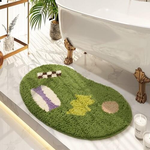 Nordic Bathroom Mat Soft Fluffy Entrance Carpet Area Rug Geometric Floor Pad Tub Side Doormat Aesthetic Home Room Decor