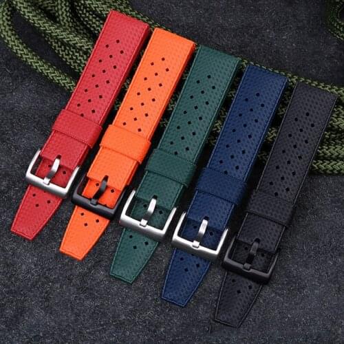 New tropical fluororubber strap 20mm 22mm strap for Seiko black green replacement wristband diving waterproof strap