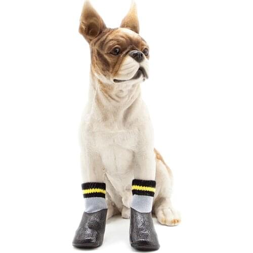 4pcs Cotton Rubber Pet Dog Shoes Waterproof Non-slip Dog Rain Snow Boots Socks Footwear For Puppy Small Cats Dogs