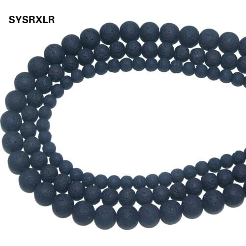 Wholesale Natural Stone Dark Gray Rock Lava Beads 6/8/10 MM Round Spacer Beads For Jewelry Making DIY Bracelet Necklace