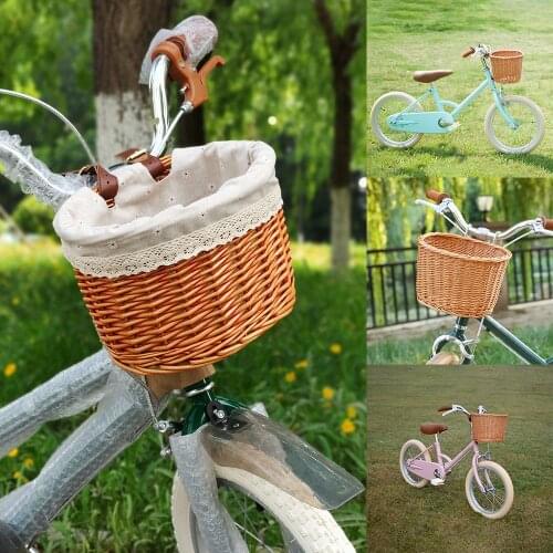 Bicycle Front Basket Wicker Bike Basket With Leather Belt Handmade Natural Rattan Bike Storage Basket Wicker Bicycle Box