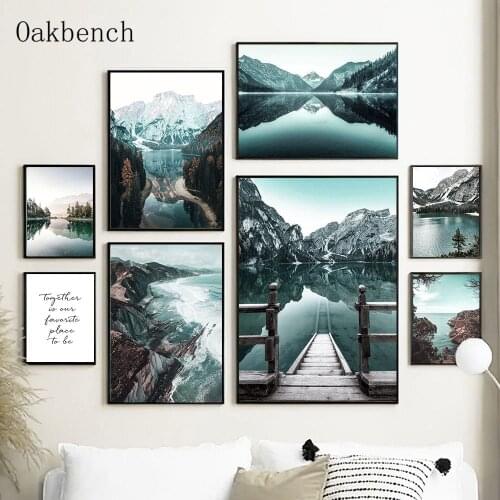 Landscape Painting Mountain Lake Canvas Art Print Natural Scenery Poster Ocean Prints Nordic Wall Pictures For Living Room Decor