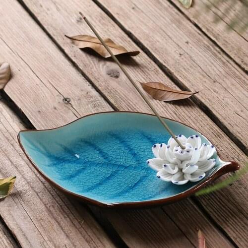 PINNY Jingdezhen China Ceramic Incense Burner Lotus Stick Incense Holder Gifts And Crafts Home Decorations Sandalwood Censer