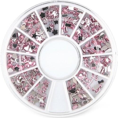 RIKONKA 1Disk/12Grides Mixed Round/Heart/Irregular Shape Hot Sale Jewelry Nail Rivets New Arrival Nail Art Nail Decorations