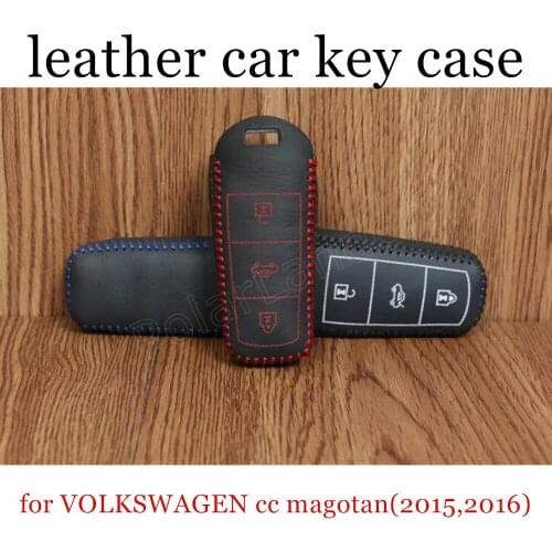 Only Redhigh quality Car key cover car key case Hand sewing car styling Genuine leather fit for VOLKSWAGEN cc magotan(2015/2016)