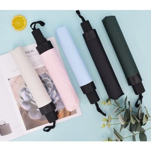 Three-fold thickened vinyl sunshade Umbrella Rain Women Gift Men Parasol Girls Anti-UV Waterproof Portable Travel Umbrella