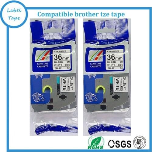 TZe-261 36mm Black on White TZ laminated label tape for P-touch label machine TZ261 TZE261