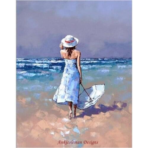 Needlework for embroidery DIY DMC color High Quality - Counted Cross Stitch Kits 14 ct Oil painting - Beach Girl
