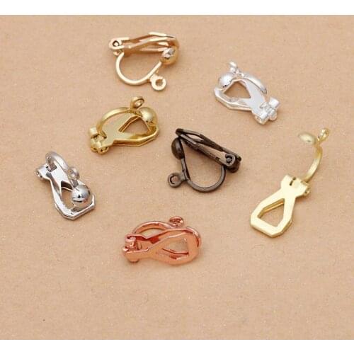 100pcs Blank Clip On Earring Findings No Need Ear Pierced Non Piercing with Loop Tassel Hanging Earrings DIY Brincos Wire Hook