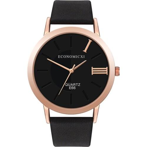 Simple Black Big Dial Quartz Watch Women Casual Leather Strap Bracelet Watch Quartz Mesh Belt Band Fashion Wrist Watches