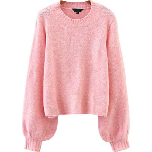 Bella Philosophy women elegant knitted loose sweater long sleeve O neck pullovers autumn winter female casual wear chic tops