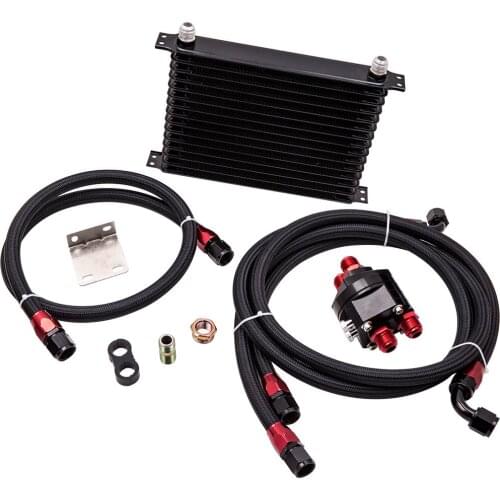 15 ROW AN 10 AN Thermostat Adaptor Engine Racing Oil Cooler Kit For CAR / TRUCK