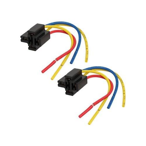 40A Black Base 4 Wires Harness Car Automotive Relay Socket 2 Pcs
