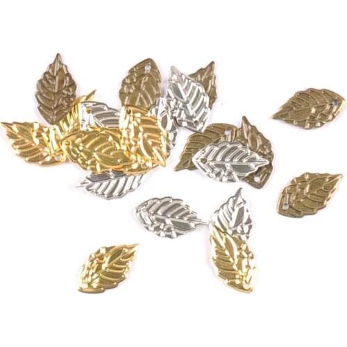 18x10mm 50Pcs Hollow Leaves Metal Crafts Filigree Wraps Connectors Embellishments For DIY Scrapbooking Home Decor 3 Color YK0753