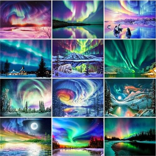 5D DIY Diamond Embroidery Full Diamond Mosaic Aurora Landscape Diamond Painting Cross Stitch Kits Home Decor