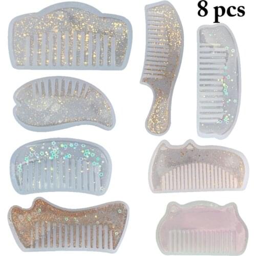 8pcs Comb Resin Mold Set Epoxy Resin Molds DIY Translucent Comb Epoxy Mold Silicone Comb Mold Jewelry Tools and Accessories