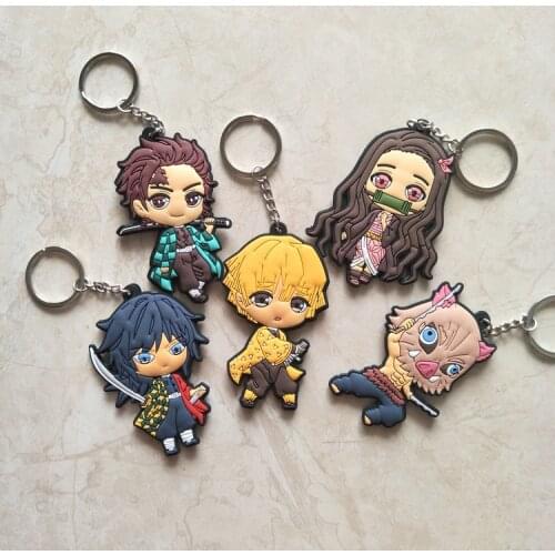 Anime Demon Slayer: Kimetsu no Yaiba Keychain Double-Side Key Chain Car Bag Pendant Figure Keyring Mix 30pcs/lot wholesale