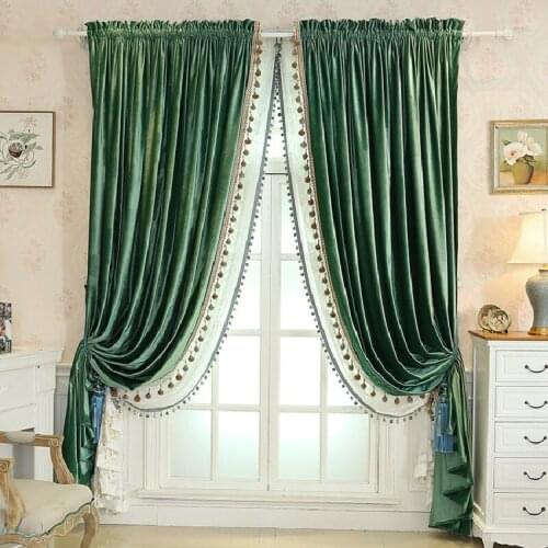 Cleon Velvet Shade American Curtain Super Soft Velvet Curtains for Living Room Bedroom Curtains Thickened Window Home Decoration