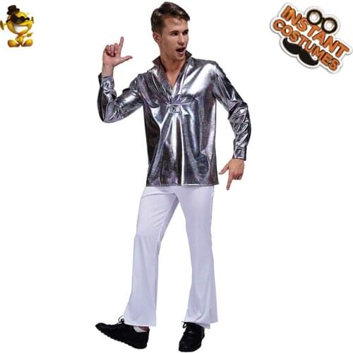 Hippies Disco 1960s70s Costume Cosplay Halloween&Christmas Party for Adult Men Disco Hippies Suit