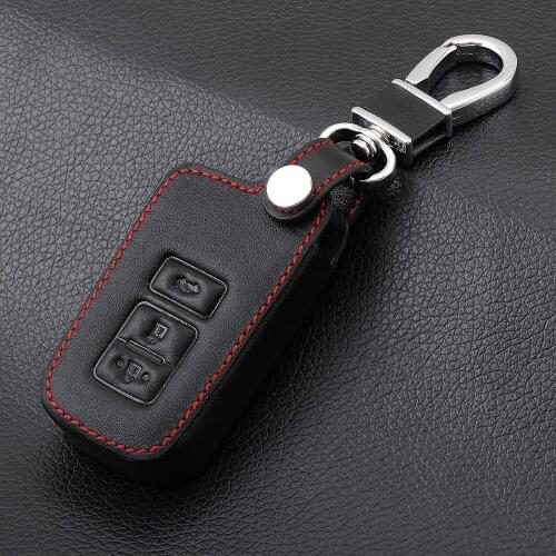 Genuine Leather Car Key Bag Case Cover Key Holder For Toyota Camry 2012 Avalon rav4 Highlander prius 3 Buttons Smart Key