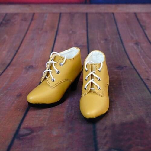 N01-X068 children handmade toy 1/3 1/4 Doll Accessories BJD/SD doll shoes yellow strap high heel ankle boots 1pair