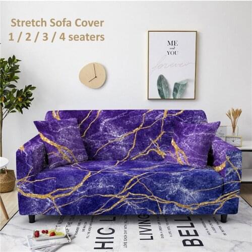 Elasticity Sofa Cover All-inclusive Stretch Couch Cover Luxury Marble Printed Single Two Three Four Seats L Shape Need Buy 2pcs