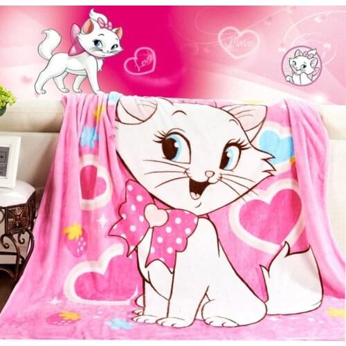 Disney Marie Cat Coral Fleece Fuzzy Blankets on Bed/Sofa Air Condition Sleeping Cover Bedding Throws Bedsheet for Kids Girls