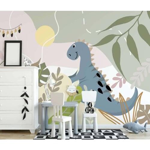 Custom photo wallpaper mural hand-painted abstract jungle cartoon dinosaur childrens room bedroom background wall 3d wallpaper