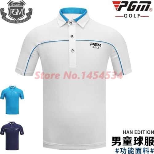 PGM Tops Wear Childrens Golf Clothes Boys Short Sleeve T-Shirt Sports Ball Suit Summer Apparel Comfortable Smooth Clothing