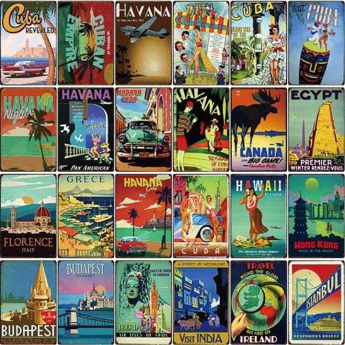 [ Kelly66 ] City Cuba Hawaii Aloha Form Tiki Bar Beach Metal Sign Tin Poster Home Decor Wall Art Painting 20*30 CM Size S-03