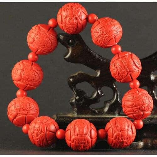 China old natural red jade cinnabar bangle Chinese jade buhhda beads Bracelet