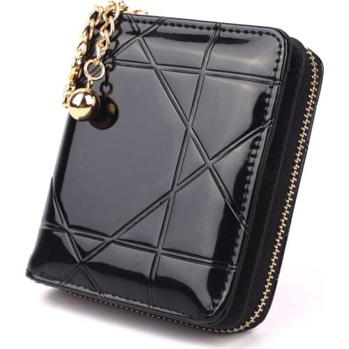 Hot Coin Purse Short 3 Folding Small Wallet Women Credit Card Holder Case Lady Patent Leather Case Money Bag Cute Wallet