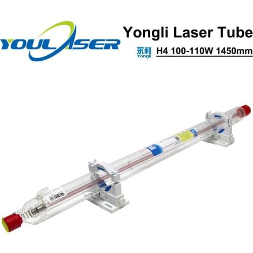 Yongli H Series H4 100-110W CO2 Laser Tube 100W Length 1450 Dia.60mm Wooden Box Packing for CO2 Laser Engraving Machine